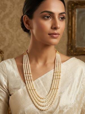 Gold plated layered groom mala necklace 5