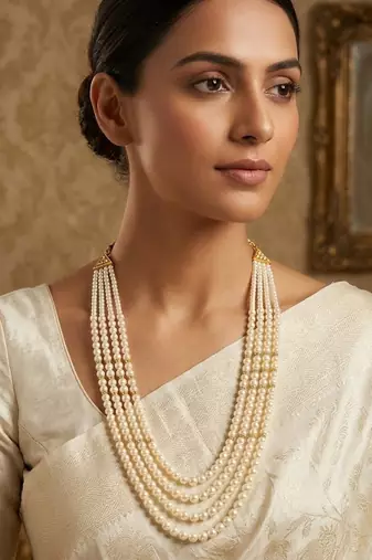 Gold plated layered groom mala necklace