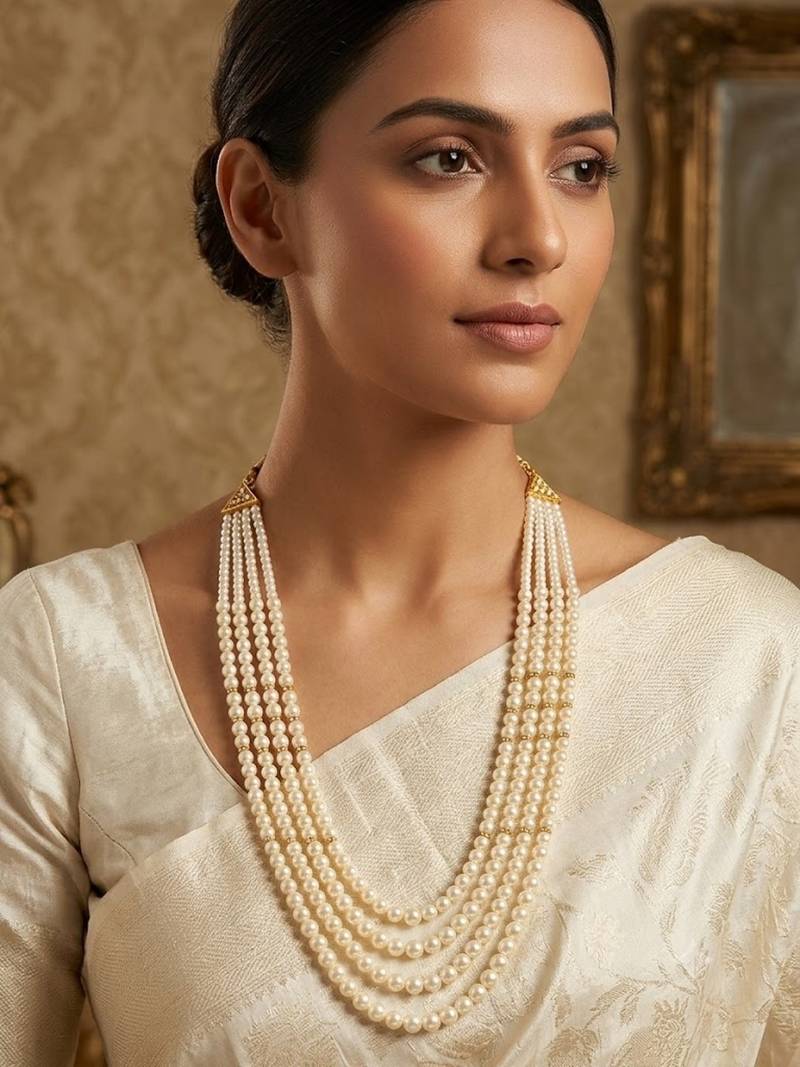 Gold plated layered groom mala necklace