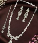 Silver plated pear shape ad necklace set