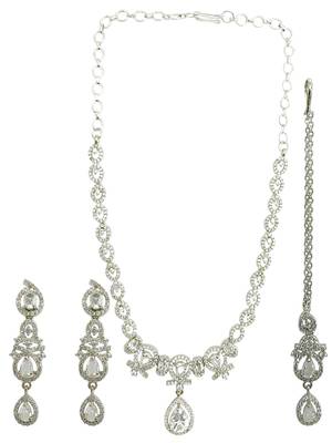 Silver plated pear shape ad necklace set 2