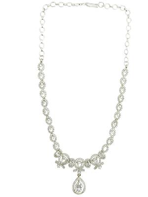Silver plated pear shape ad necklace set 3