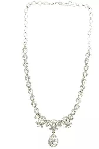Silver plated pear shape ad necklace set