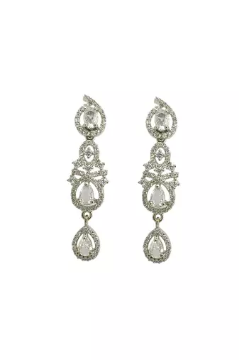 Silver plated pear shape ad necklace set