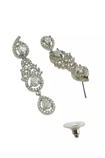 Silver plated pear shape ad necklace set