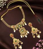 Gold plated green heritage necklace set