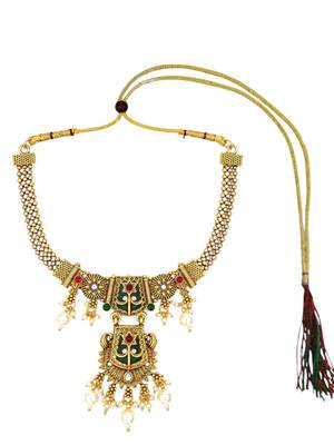 Gold plated green heritage necklace set 3