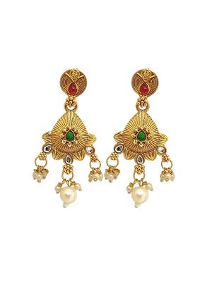 Gold plated green heritage necklace set 4