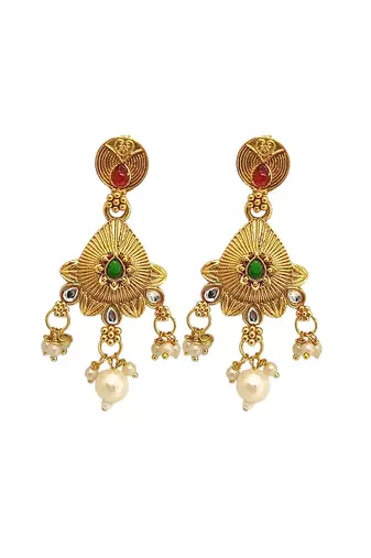 Gold plated green heritage necklace set