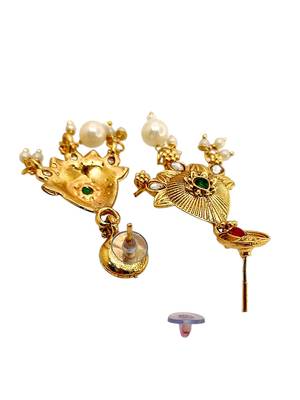 Gold plated green heritage necklace set 5