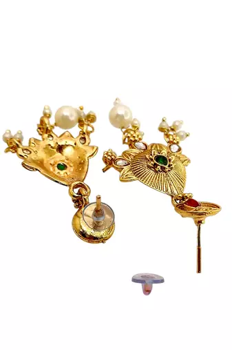 Gold plated green heritage necklace set