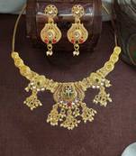 Gold plated kundan heritage necklace set