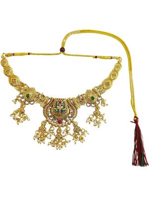 Gold plated kundan heritage necklace set 3