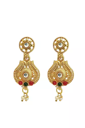 Gold plated kundan heritage necklace set