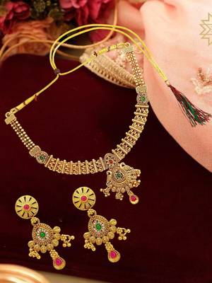 Gold plated filigree cz necklace set 1