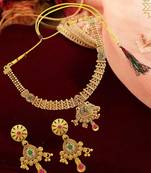 Gold plated filigree cz necklace set