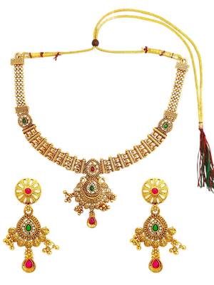 Gold plated filigree cz necklace set 2