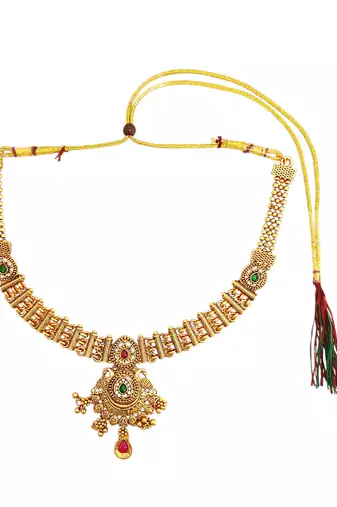 Gold plated filigree cz necklace set