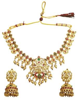 Traditional gold plated temple necklace set 2