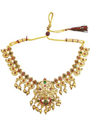 Traditional gold plated temple necklace set 3