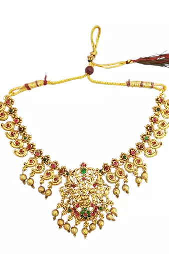 Traditional gold plated temple necklace set