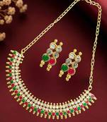 Multicolor classy gold plated necklace set