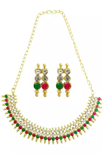 Multicolor classy gold plated necklace set