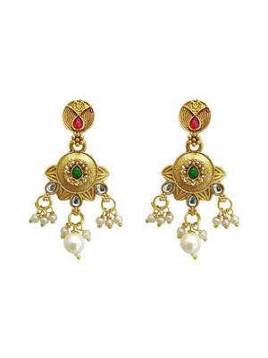Gold plated rajwadi matte finish necklace set 4