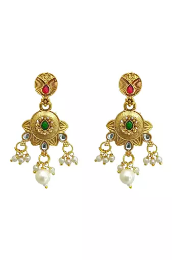 Gold plated rajwadi matte finish necklace set