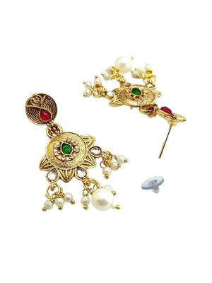 Gold plated rajwadi matte finish necklace set 5