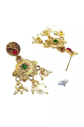 Gold plated rajwadi matte finish necklace set
