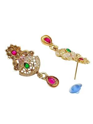 Gold plated kundan meenkari rajwadi necklace set 5