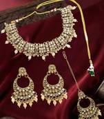 Antique gold plated champagne cz necklace set
