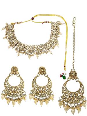 Antique gold plated champagne cz necklace set 2