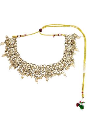 Antique gold plated champagne cz necklace set 3
