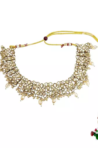 Antique gold plated champagne cz necklace set
