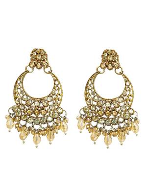Antique gold plated champagne cz necklace set 4