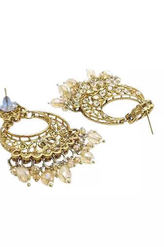 Antique gold plated champagne cz necklace set