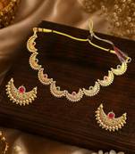 Gold plated chandrakor necklace set