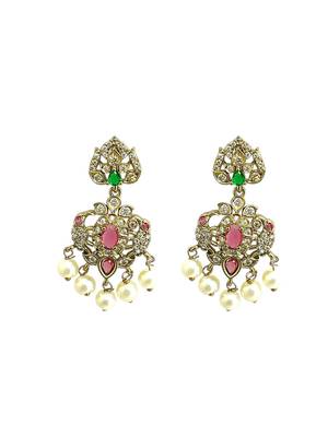 Mehandi gold plated cz multi stand necklace set 4