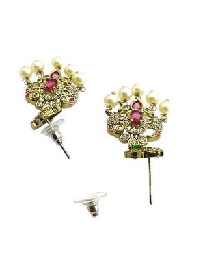 Mehandi gold plated cz multi stand necklace set 5