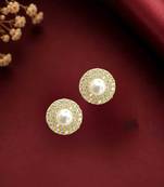 Gold plated cz halo design stud earrings