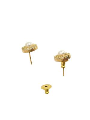 Gold plated cz halo design stud earrings 3