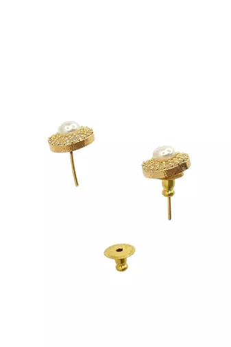 Gold plated cz halo design stud earrings