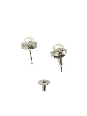 Silver plated cz halo design stud earrings 3