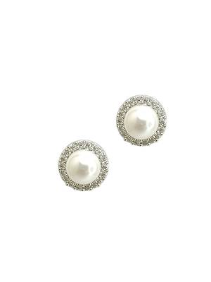 Silver plated cz halo design stud earrings 4