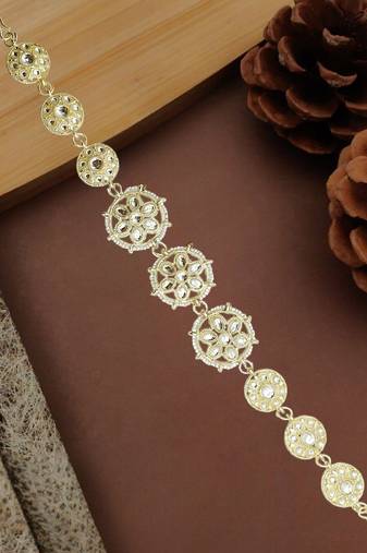Silver plated kundan floral mathapatti sheeshphool