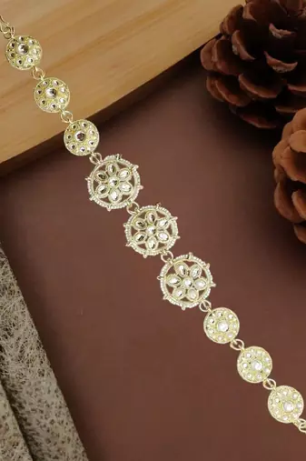 Silver plated kundan floral mathapatti sheeshphool