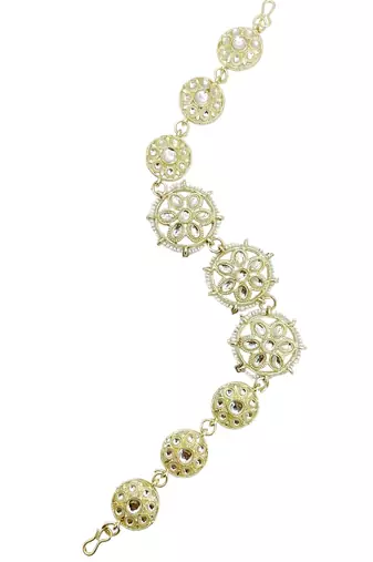 Silver plated kundan floral mathapatti sheeshphool
