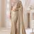Light golden embroidery fency fabric party wear saree with blouse piece